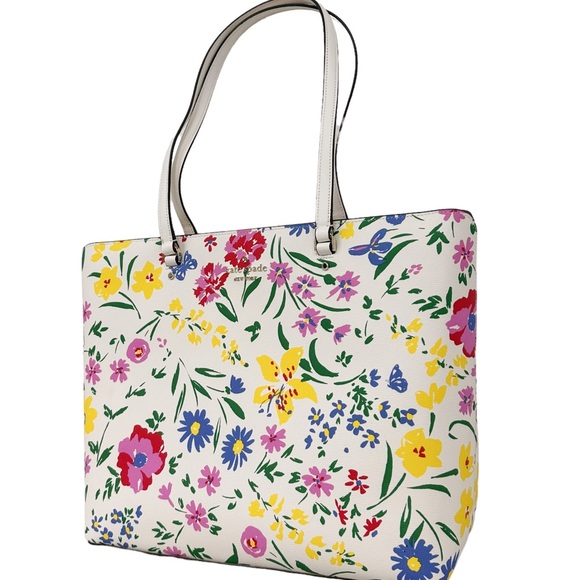 Kate Spade Perfect Large Top Zip Tote Garden Bouquet Floral Cream Multi - Picture 4 of 9